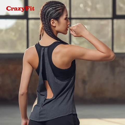 Fitness de Corrida para Academia e Treino Crazyfit Sutiã Esportivo Aberto Feminino Camiseta Roupas Esportivas Ioga