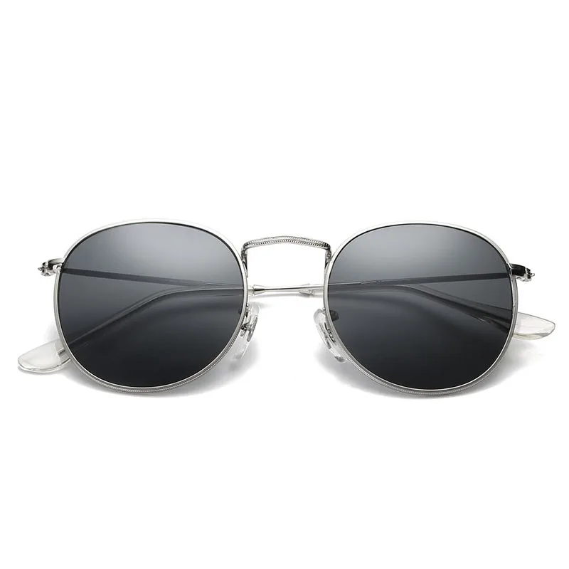 Солнцезащитные очки в золотой металлической оправе, женские зеркальные Круглые Солнцезащитные очки с покрытием, Светоотражающие Ретро солнцезащитные очки, брендовые дизайнерские трендовые очки - Цвет линз: Silver Gray