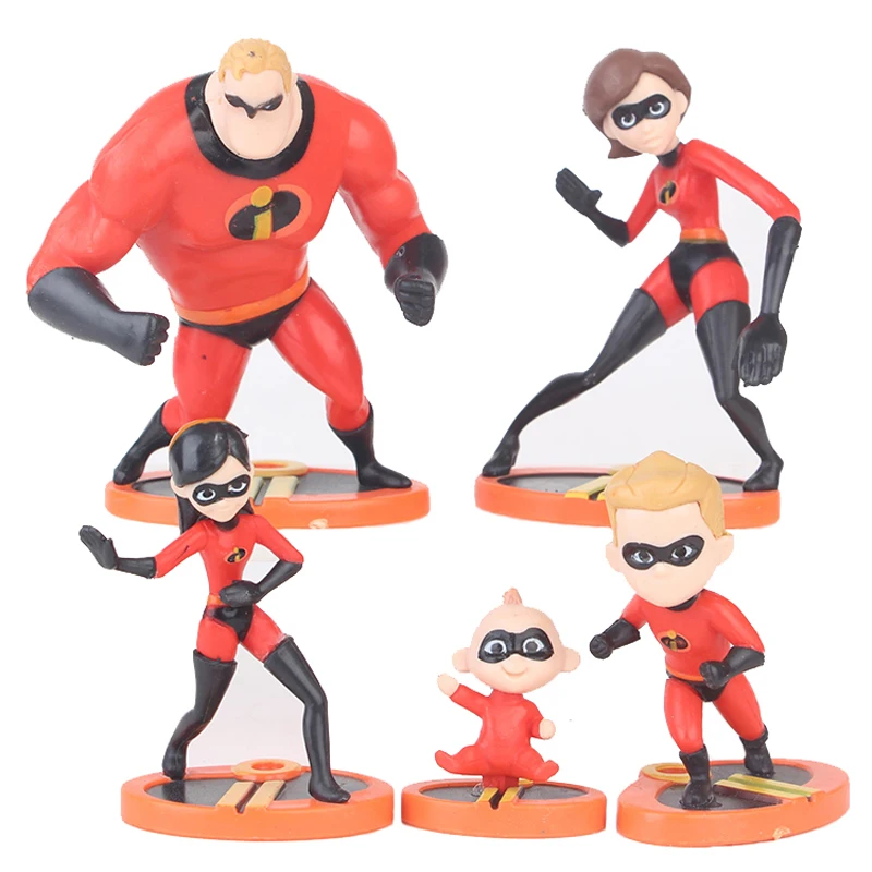 

5pcs/set Movie The Incredibles Super Man Family Dash Parr Jack Parr Elastigirl PVC Action Figure Toy Model Kids Christmas Gifts