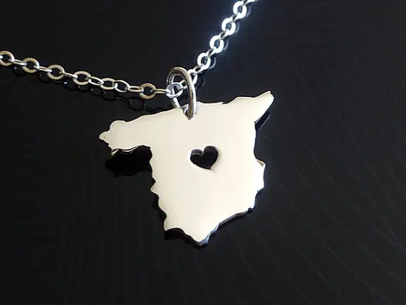 European Country Map Spain Necklace Charm Pendant Espanha Spanish Pride I Heart Love Capital of Spain Madrid City Necklaces for Souvenir (2)