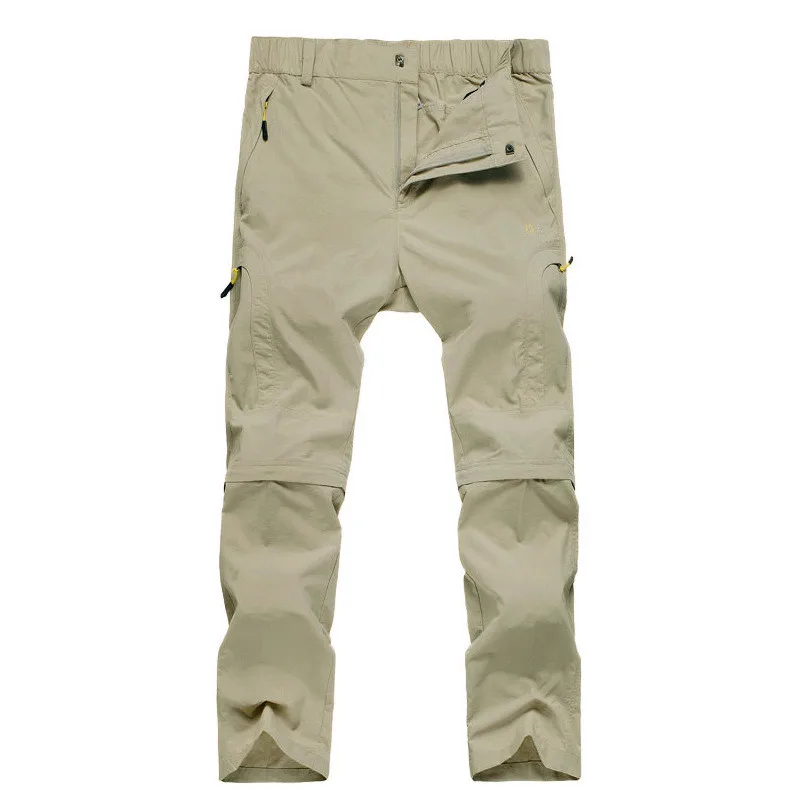 Уличные быстросохнущие брюки мужские Походные штаны съемные короткие брюки - Цвет: khiki