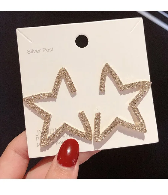 Блестящие сбоку новые модные брендовые Ювелирные Изделия Простые Кристаллы для женщин эффектный подарок элегантные серьги в виде звезды - Окраска металла: C85