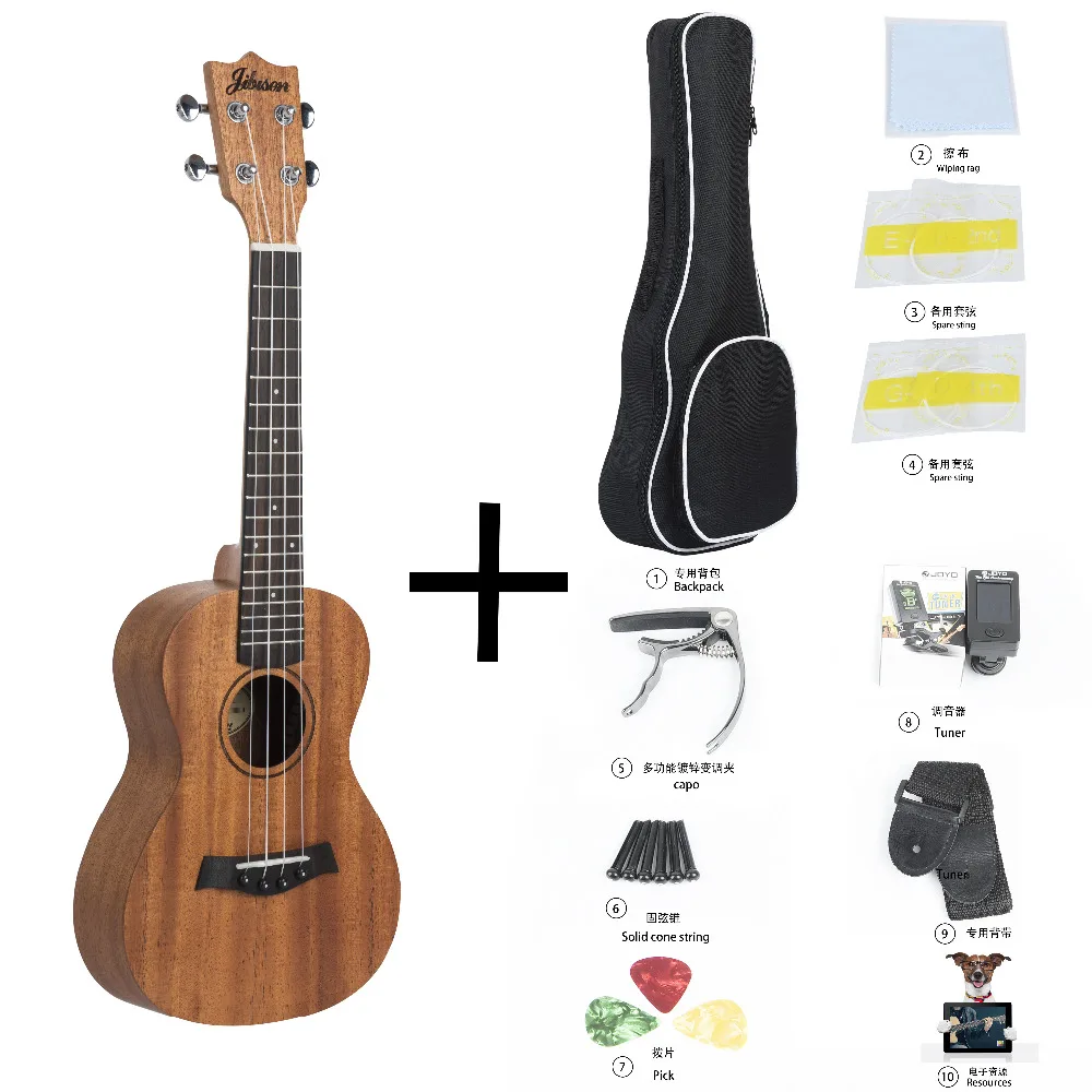 

Jibusen Mahogany Body Soprano Ukulele Beginner Kit 23 " Beginner Ukelele Uke Hawaii Guitar 18 Frets with Cute Engraved Pattern