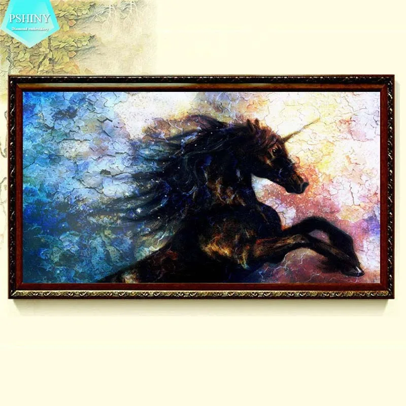 

PSHINY 5D DIY Diamond painting unicorn animal Pictures with full display Square rhinestones Diamond embroidery sale new arrivals