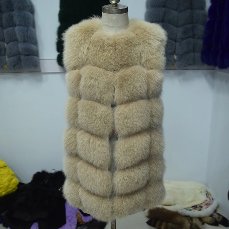 Real-fur-Coat-Rushed-Sleeveless-Vest-70cm-Natural-Real-Fox-New-2017-Winter-Long-Thick-Women