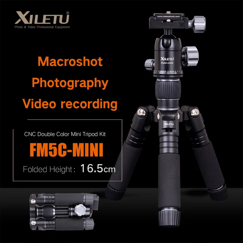XILETU FM5C MINI Aluminum Stable Tabletop Desktop font b Tripod b font Ball Head For Digital
