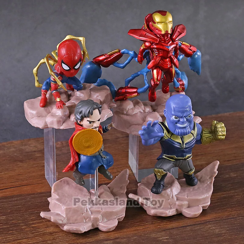 

Marvel Avengers Mini Egg Attack Spiderman Iron Man Thanos Doctor Strange PVC Statue Figures Toys 4pcs/set