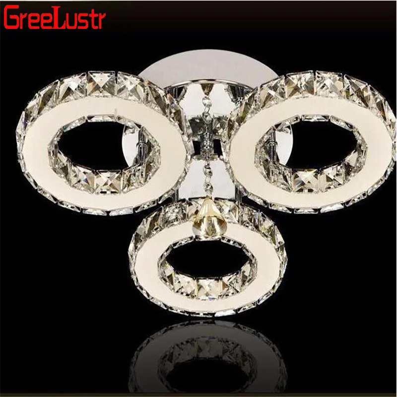  3/5 Rings K9 Crystal LED Chandeliers Lighting Modern Chrome Plafon Lustre Luminaire Stainless Steel - 32925966676