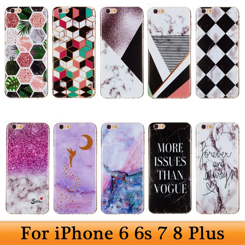 Для iPhone 6 s 7 8 Plus i7 7Plus чехол силиконовый мраморный камень мягкий прозрачный TPU для