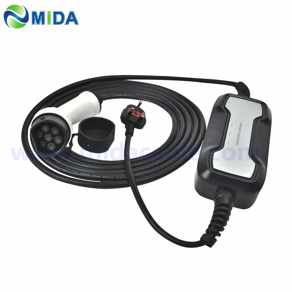 

5 Meter 10A IEC 62196-2 Mennekes UK Plug Type 2 EV Charging Cable Portable EVSE Charger Box Electric Vehicle EV Charging Cable