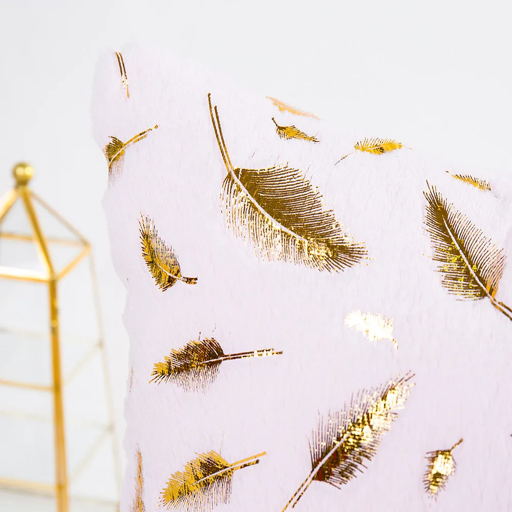 Pillowcase1 pc наволочка с перьями бронзовая Золотая фольга печать мягкая льняная для