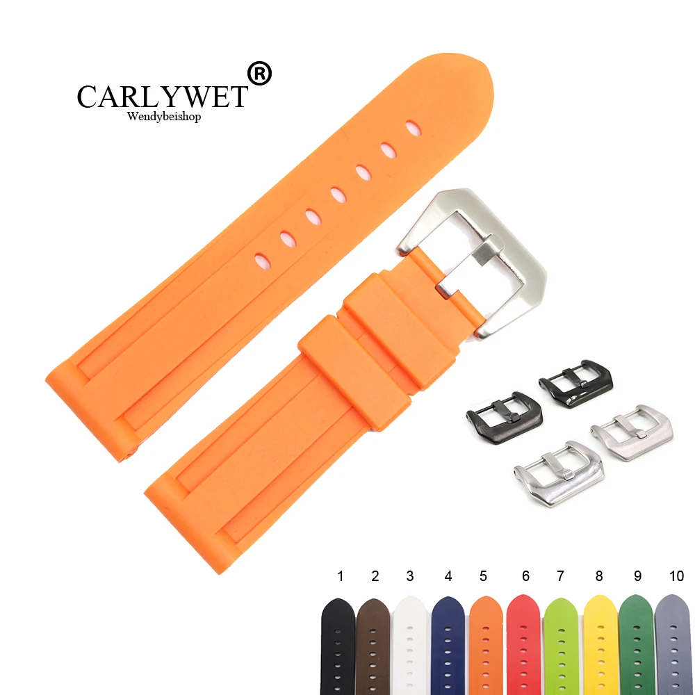 Ремешок для часов CARLYWET Luminor резиновый сменный Силиконовый браслет с петлями