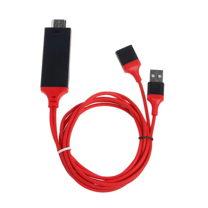 USB Женский HDMI кабель HD ТВ телефона адаптер для iPhone XS MAX XR 6 7 8 плюс samsung galaxy S8 S9 S10 Note8 Note9 Android iOS ТВ - Цвет: Black Red