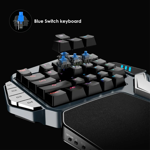 GameSir Z1 игровая клавиатура для PUBG мобильных FPS игр AoV, Mobile Legends, Одноручная Клавиатура Cherry Kailh Blue switch/BattleDock - Цвет: Синий