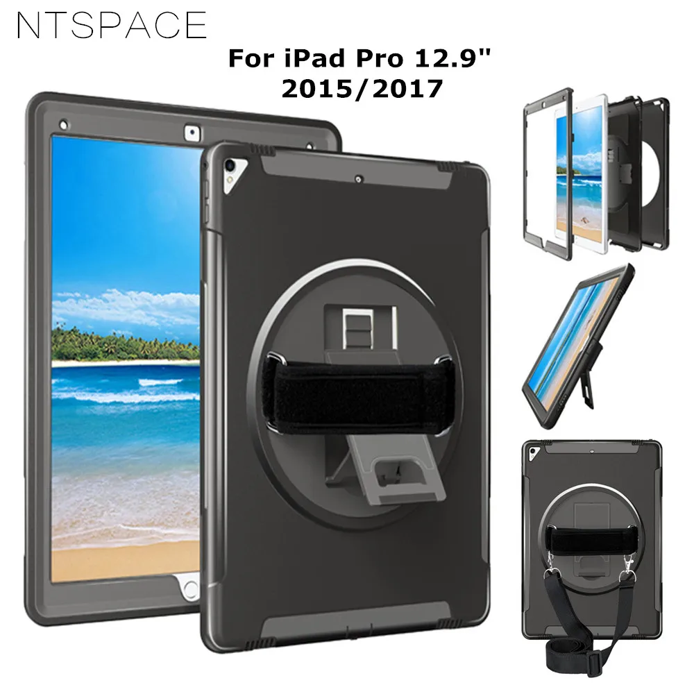 Ntspace Tablet Alça de Mão Capa para Apple Ipad Pro 12.9 Polegada 2023 2023 2023 2023 2023 Resistente Híbrido Armadura à Prova de Choque Cases