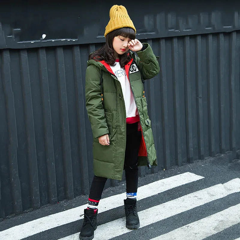 

Winter Thick Jacket Coats Girls Fur Hooded Russian Girls Winter Coat Children Jacket Down Parkas Long Overcoat