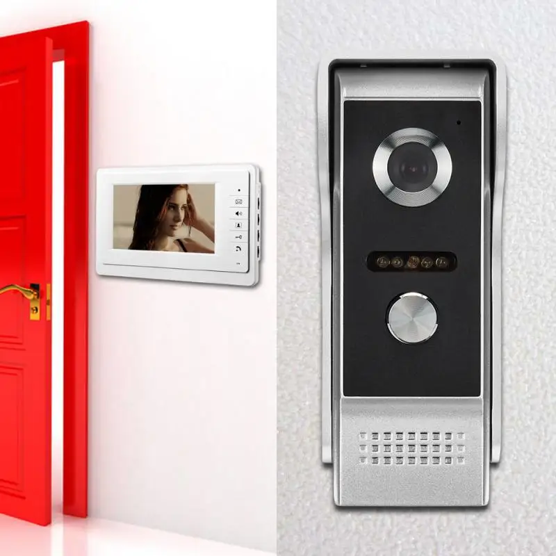 100-240V 7inch Color LCD Video Door Phone Doorbell Night Vision Camera Door Intercom System for Home Villa EU / US / UK Plug