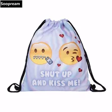 alice drawstring bag fashion 3d print backpacks cartoon animal Women backpacking Backpack emoji girls travel softback Girl bag