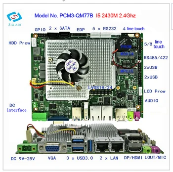 شراءلوحة أم صناعية بدون مروحة مختبرة بشكل جيد لعام 100% مع وحدة معالجة مركزية Core I5 2430M و6 * COM