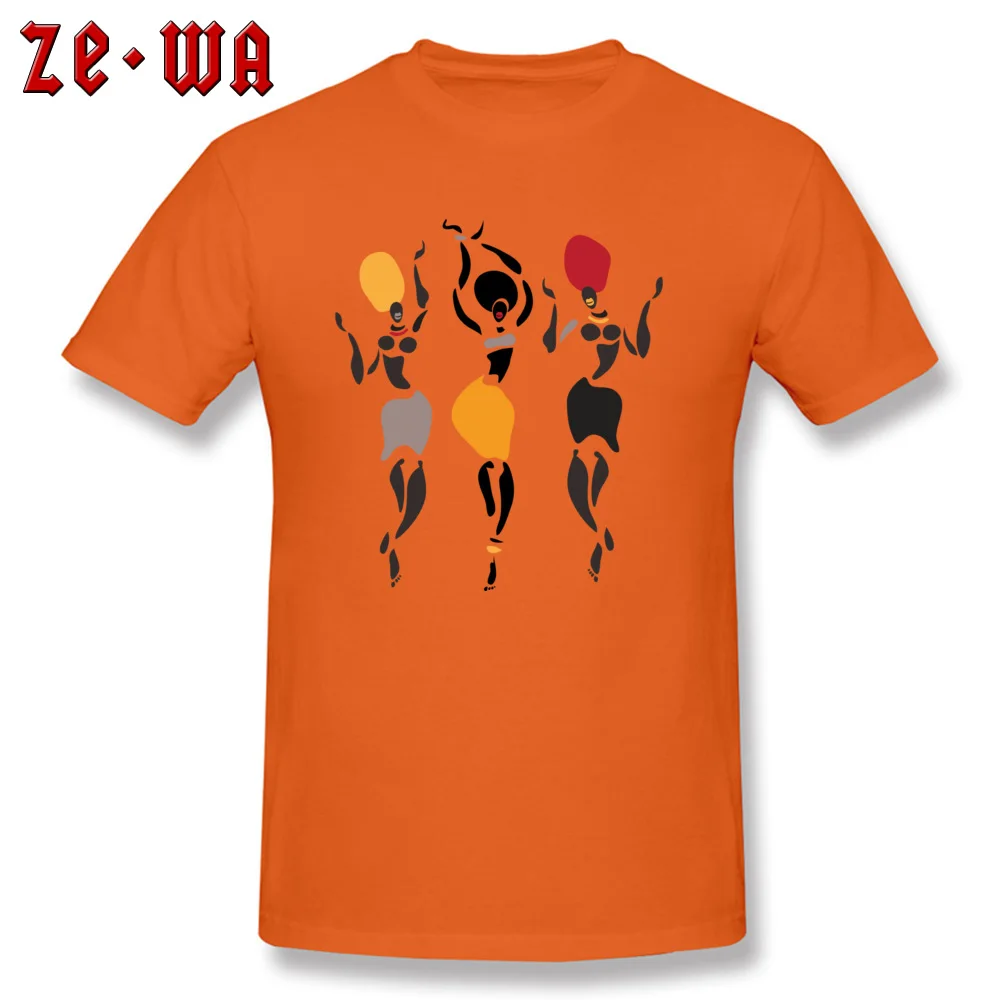 African dancers silhouette Men Discount Tops Shirt Round Neck April FOOL DAY Pure Cotton Tshirts Printed Short Sleeve Tee-Shirt African dancers silhouette orange