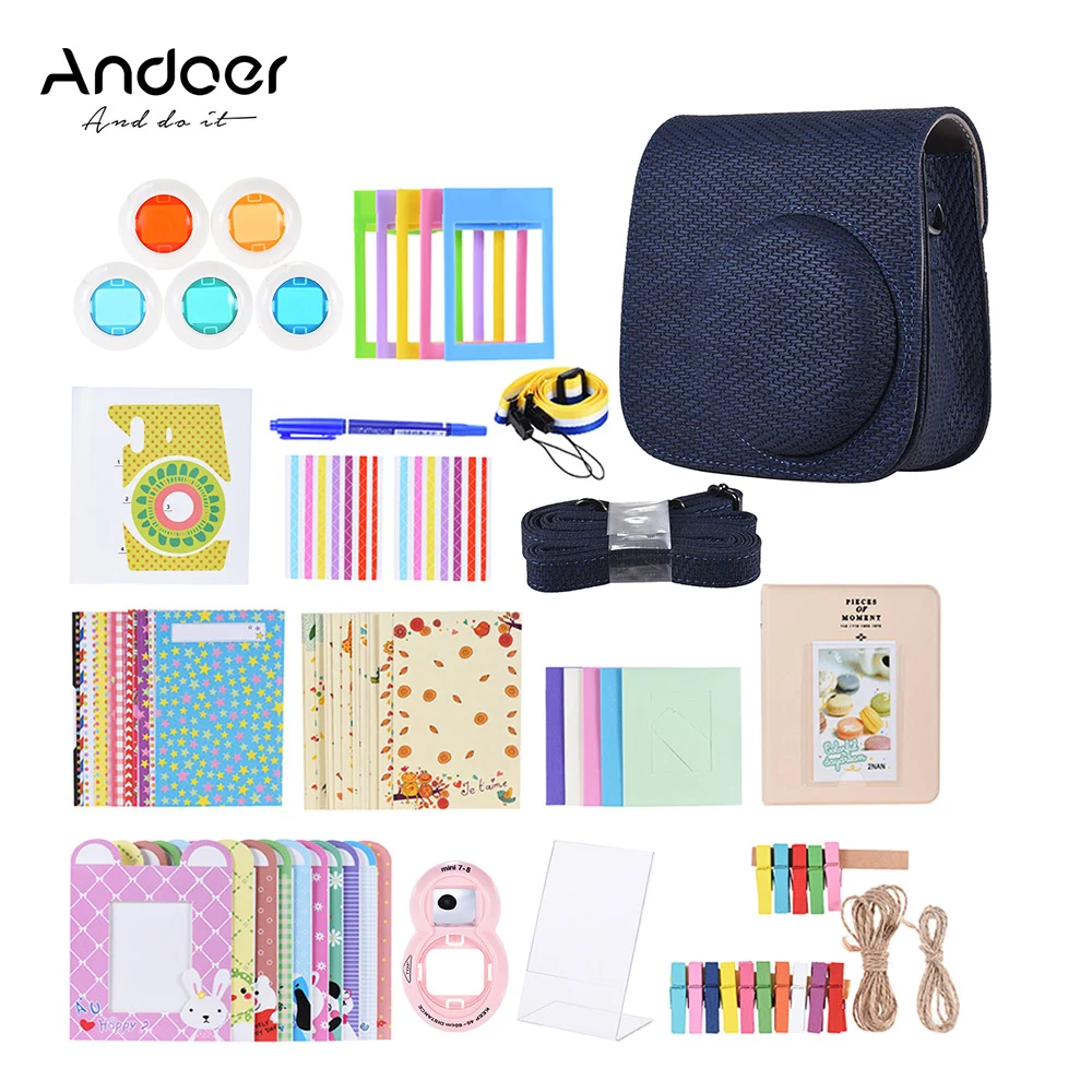 

Andoer Camera Bag14 in 1 Accessories Bundle for Fujifilm Instax Mini 8/8+/8s/9 with Camera Case/Border Sticker/Corner Sticker