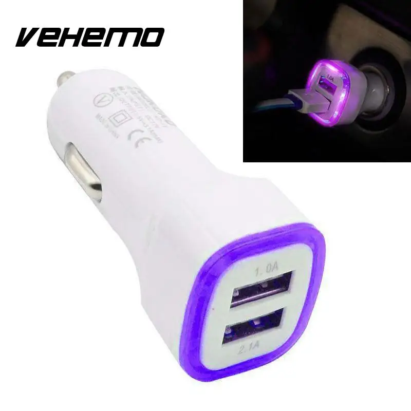 

2.1A 1.0A 5W LED Dual USB 2 Ports Car USB Charger Charging For Smart Phone