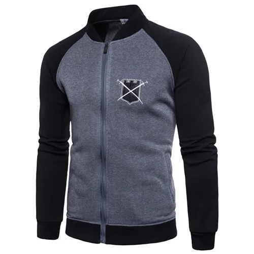 Мужская спортивная куртка для гольфа со стоячим воротником, мужская толстовка с вышивкой в стиле хип-хоп на осень и зиму, спортивная куртка для гольфа - Цвет: Black