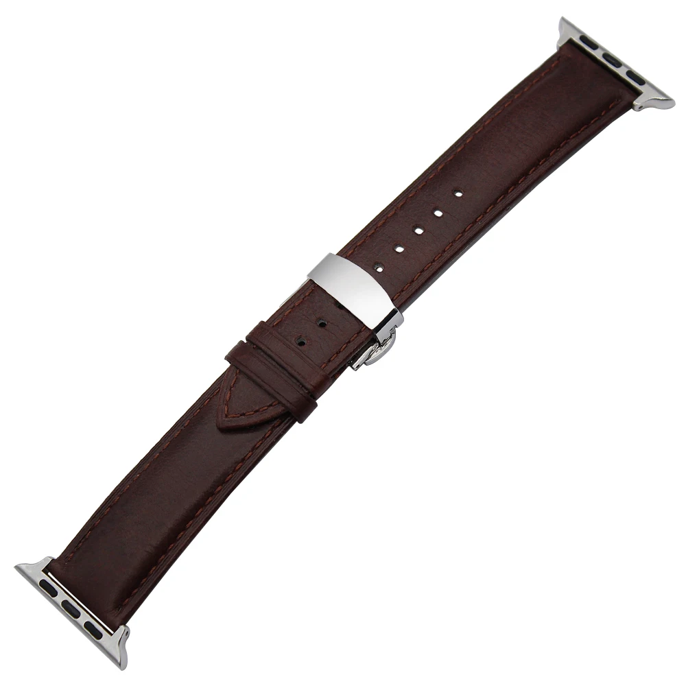 Ремешок итальянский из натуральной кожи для iWatch Apple Watch SE Series 6 5 4 3 2 1 38 мм 40 42 44 с