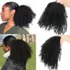 Deyngs Draw string Puff Afro Kinky Curly ponytail African American Short Wrap Synthetic clip in ponytail Hair Extensions 8inch 1