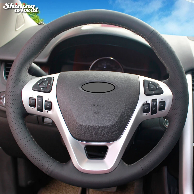 Shining Wheat Black Artificial Leather Car Steering Wheel Cover For