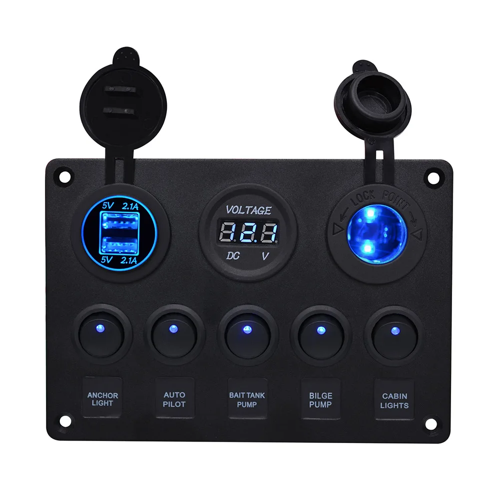 

New Car Switch Panel Cigarette Lighter Socket Double USB Charger For Mobile Phone Tablets CSL2018