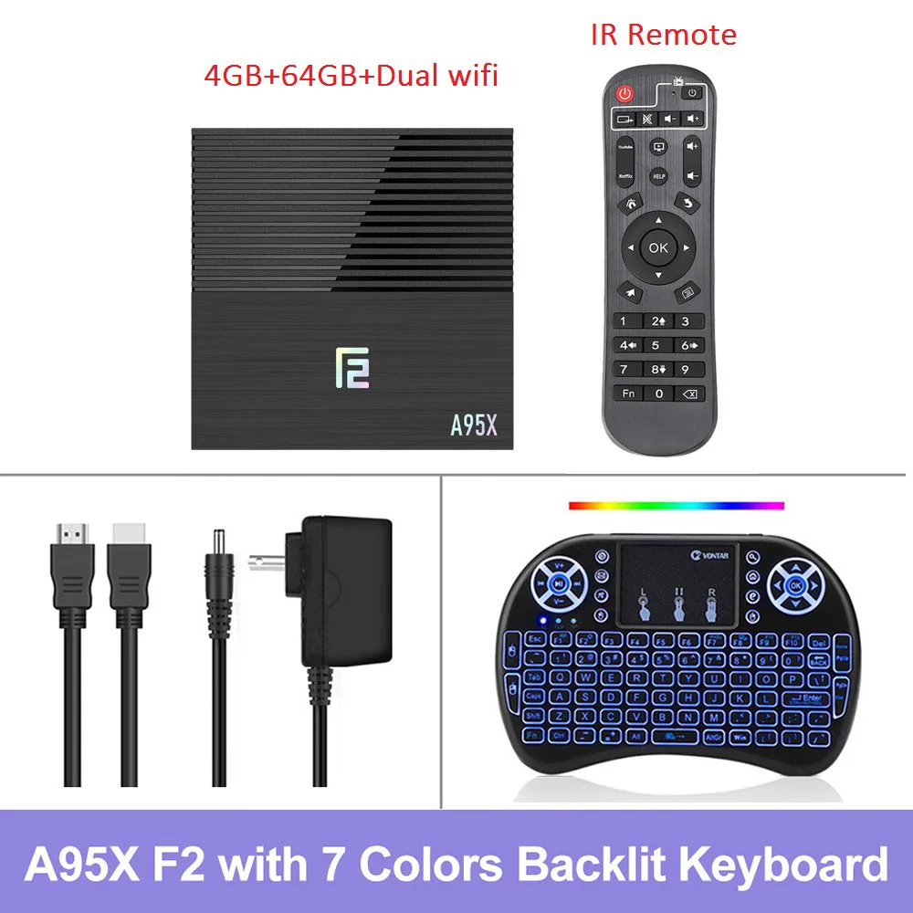 A95X F2 Android 9,0 ТВ приставка Amlogic 4 Гб 64 Гб двойной Wifi USB3.0 1080P H.265 4K 60fps Netflix Youtube медиаплеер A95XF2 4 ГБ 32 ГБ - Цвет: 4G64G backlit i8