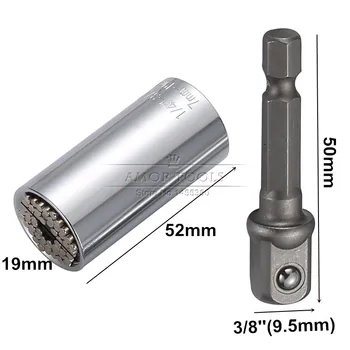 

3/8'' 7-19mm Universal Socket With Lever CR-V Ratchet Wrench Multifunction Durable Hand Tool 2 Pcs Set