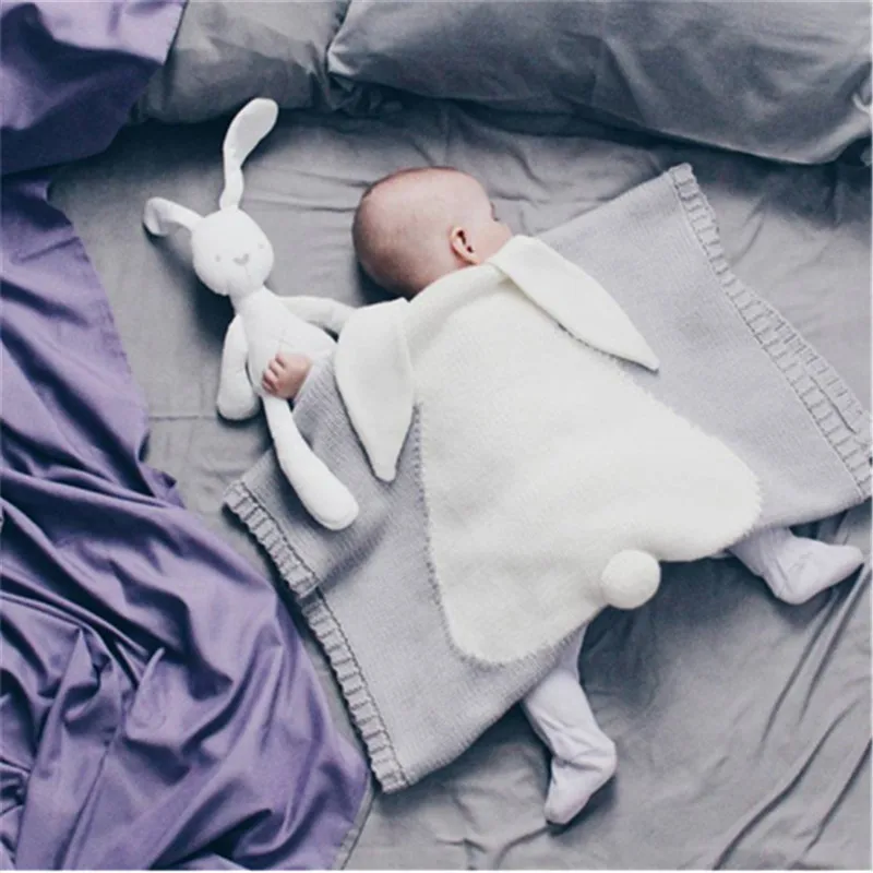 

3D Rabbit Baby Knitting Blanket Children's Knitted Blanket Newborn Infants Sleeping Quilt Windproof Warmful Strollers Cover