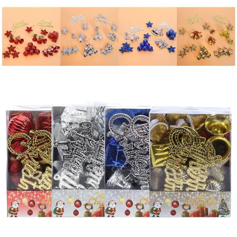 

28pcs Christmas Decor Hanging Pendants Strap Set Box Christmas Tree Decorations for Home Navidad Natal New Year Decor Ornaments