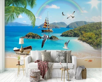 

beibehang wallpaper for walls 3 d 3D Seascape Beautiful Beach Landscape TV Sofa Background Wallpaper papel de parede wall mural