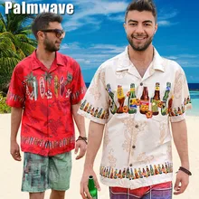 Для мужчин рубашка хлопок печатных плюс Размеры свободные Повседневное Мужская футболка с коротким рукавом для мальчиков Гавайский праздник путешествия Пляжные рубашки D080