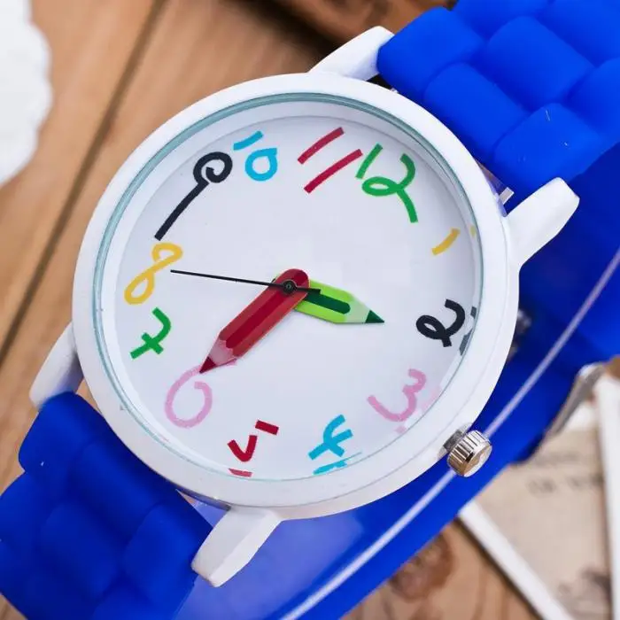 Новые силиконовые часы дети карандаш указатель студент часы кварцевые наручные часы подарок часы