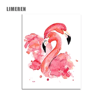 

Oil Painting By Numbers Flower Acrylic Paint Wall Painting Flamingo Picture Coloring By Numbers on Canvas Decor