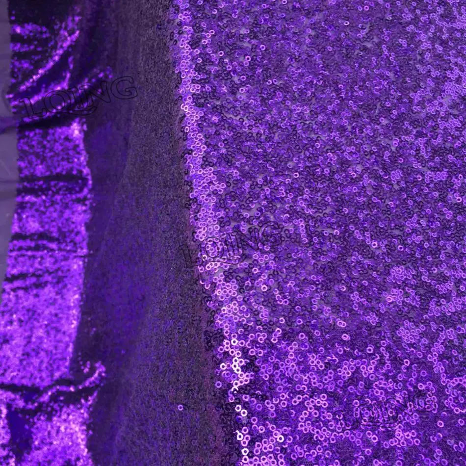 2017 Hot Sale Purple Sequin Fabric By The Yard Two Way Stretch Knit