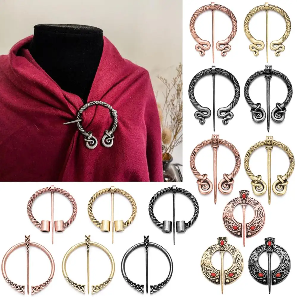 Retro Viking Brooch Collection Twists Knotted Fibula Cloak Pin Penannular Cloak Pin Shawl Pin Viking Style Pins Collection