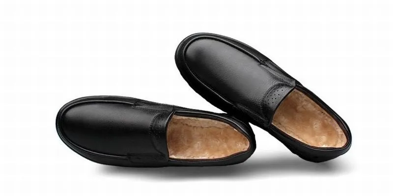 Классические плюшевые теплые зимние сапоги ручной работы из натуральной кожи мужские лоферы Для мужчин теплая Повседневная обувь Брендовая Мужская обувь для мужчин большой размер 45, 46, 47 обувь