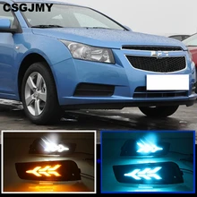 Csgjmy 2 шт. для chevrolet cruze 2009 2010 2011 2012 2013 DRL Дневной светильник колпак противотуманных фар с желтым сигналом поворота