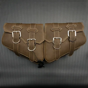 

2019 New Fashion Motorcycle Saddlebags Dark Brown Faux Leather Waterproof Saddle Luggage Tool Side Bag For Harley Sportster