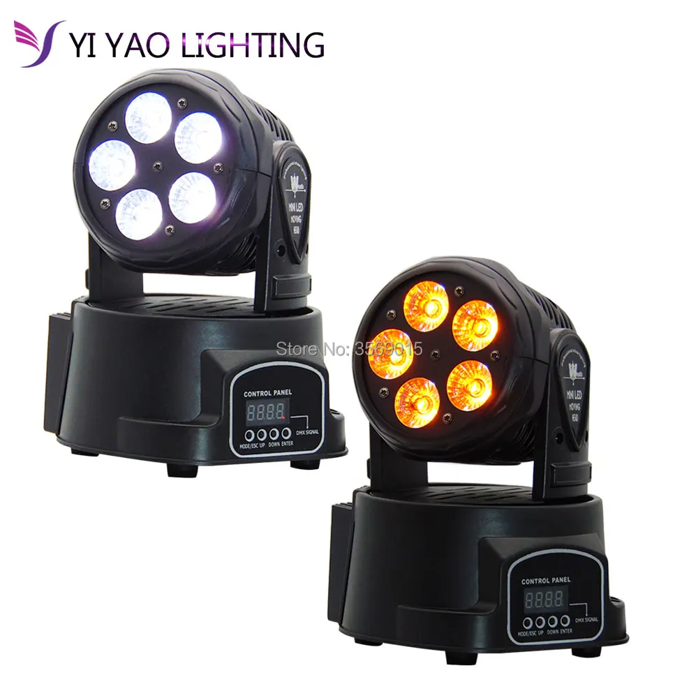 2 шт./лот Moving Head Mini wash 5x15 Вт RGBWA UV Quad с передовыми 10/15 каналами сценический