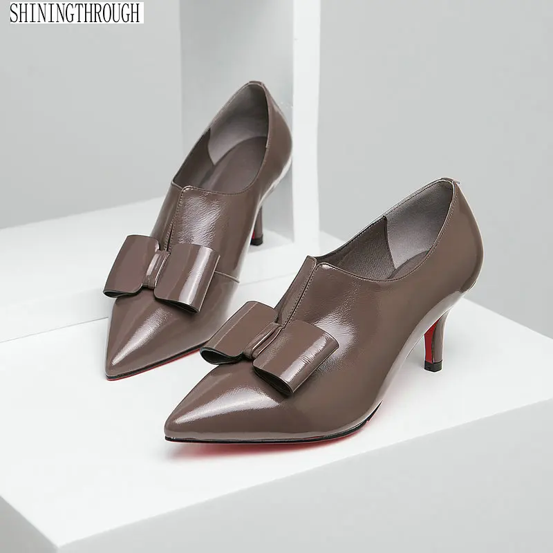 Sexy Women's high Heels Pumps Bowtie Slip On Female 6cm Heels Shoes Ladies Shoes woman zapatos de mujer
