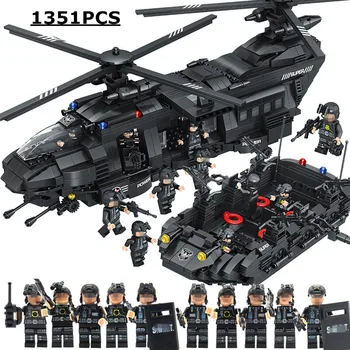

Dubbi 1351PCS bricks Toy SWAT Team with 10 tinyfigures Military Helicopter For Kids Ultimate Collection Toy Gift