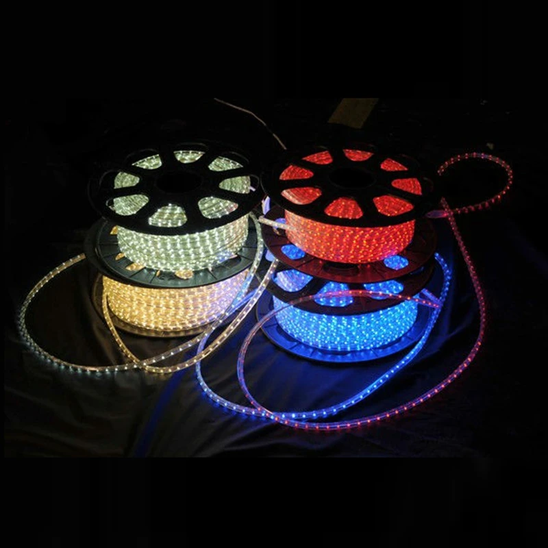 AC 220V цветных (RGB) светодиодных лент 5050 Водонепроницаемый 1 м 3 5 10 15 красный зеленый