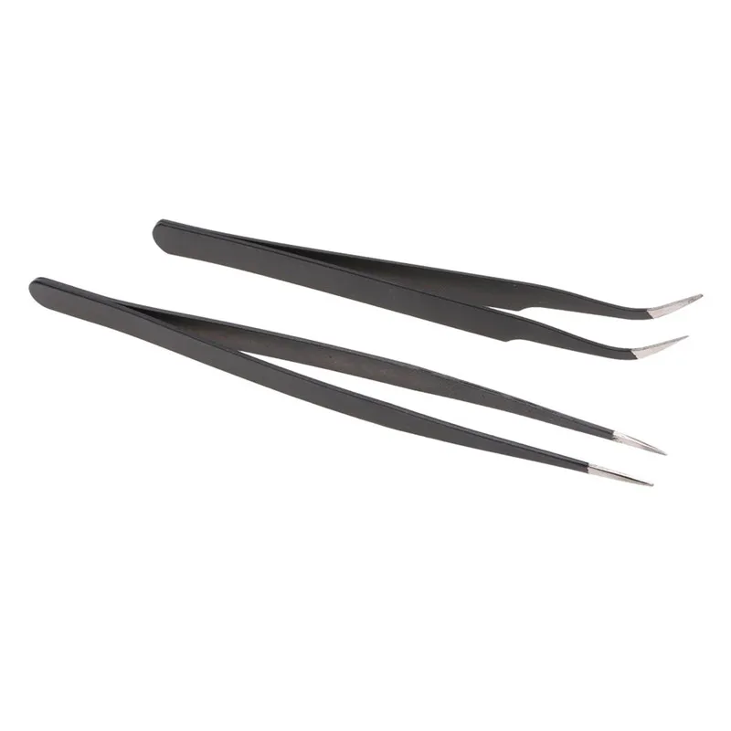 

2pcs/lots Straight&Curve Stainless Steel Antistatic Nail Art Eyelash Beauty Tweezers Tool