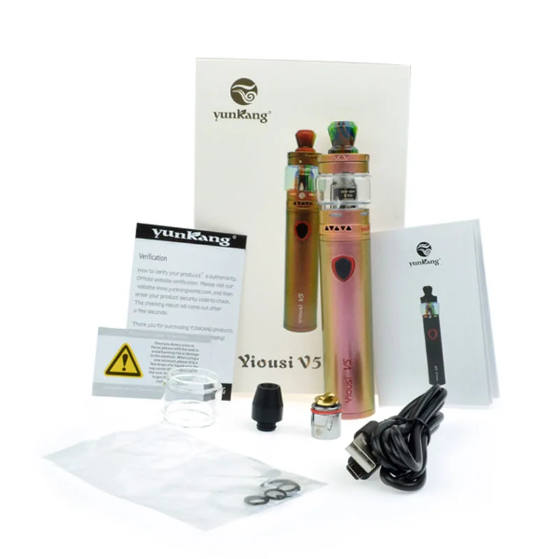 E-cigarette Yiousi V5 mod kit 3000mAh Battery capacity 4.0ml Capacity for Aurora Led Light Tank fit 510 Thread vape pen mod